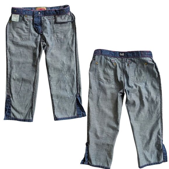 Rare 2006 DOLCE&GABBANA D&G Distressed Barbie Pink Stitch Bush Pant Capris Sz 24 - Picture 8 of 8